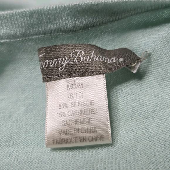 Tommy Bahama Silk Cashmere Mint Green Small Button Cardigan Sweater Size Medium - Picture 6 of 9